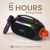 Portronics POR 2736 Apollo 20 25W Bluetooth Speaker – BT 5.4  Dual Wireless Karaoke Mic  RGB  Black