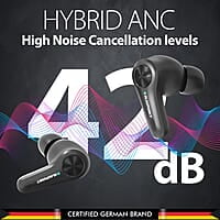 Blaupunkt Newly Launched BTW300 PLATINUM Hybrid ANC Moksha in Ear Earbuds with 42dB I 6 Mics CRISPR ENC I Blink Pair Tech I Ambient Mode Noise Cancelling I TurboVolt Fast Charging