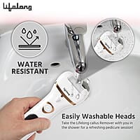 Lifelong Callus Remover for Feet with Pedicure Kit, Callus Remover For Feet Electronic, CallusRemover, 3 Roller Heads, 2 Speeds & Rechargeable Battery