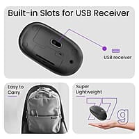 Ambrane Wireless Mouse, 1600 DPI, Silent Click, 2.4GHz with USB Dongle, 10M Range, Optical Orientation, Click Wheel, Instant connectivity, Ergonomic Design for All Day Comfort