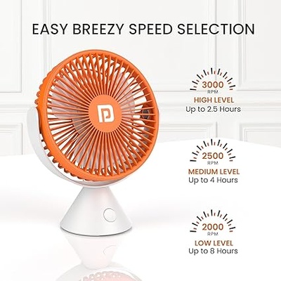 Portronics Aero Breeze Portable table Fan 178mm, USB Rechargeable Fan, 3 Speed Airflow, Battery Powered Silent Operation, 4 Hours Back Up, 360° Rotatable USB Fan, BLDC Fan for Kitchen,Office,Home Portronics Aero Breeze Portable table Fan 178mm, USB Rechargeable Fan, 3 Speed Airflow, Battery Powered Silent Operation, 4 Hours Back Up, 360° Rotatable USB Fan, BLDC Fan for Kitchen,Office,Home