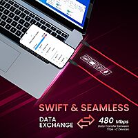 Portronics Silklink – 60W Type-C to Type-C Cable, 1M Red. Fast charging and data transfer, durable design, perfect for devices with USB-C ports. Ideal for home and office use.