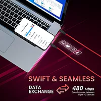 Portronics POR 2111 Silklink USB-C to USB-C Cable – 60W, 1M, Soft Silicon, Red