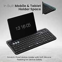 Portronics Bubble 3.0 Bluetooth + Wireless Keyboard – Grey & Black | Numeric Keys |  1 Year Warranty