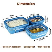 AGARO Imperial Borosilicate Glass Containers with Silicone Sleeves & with Lock Lid, 3 pcs Set, 370ml, 640ml, 1050ml