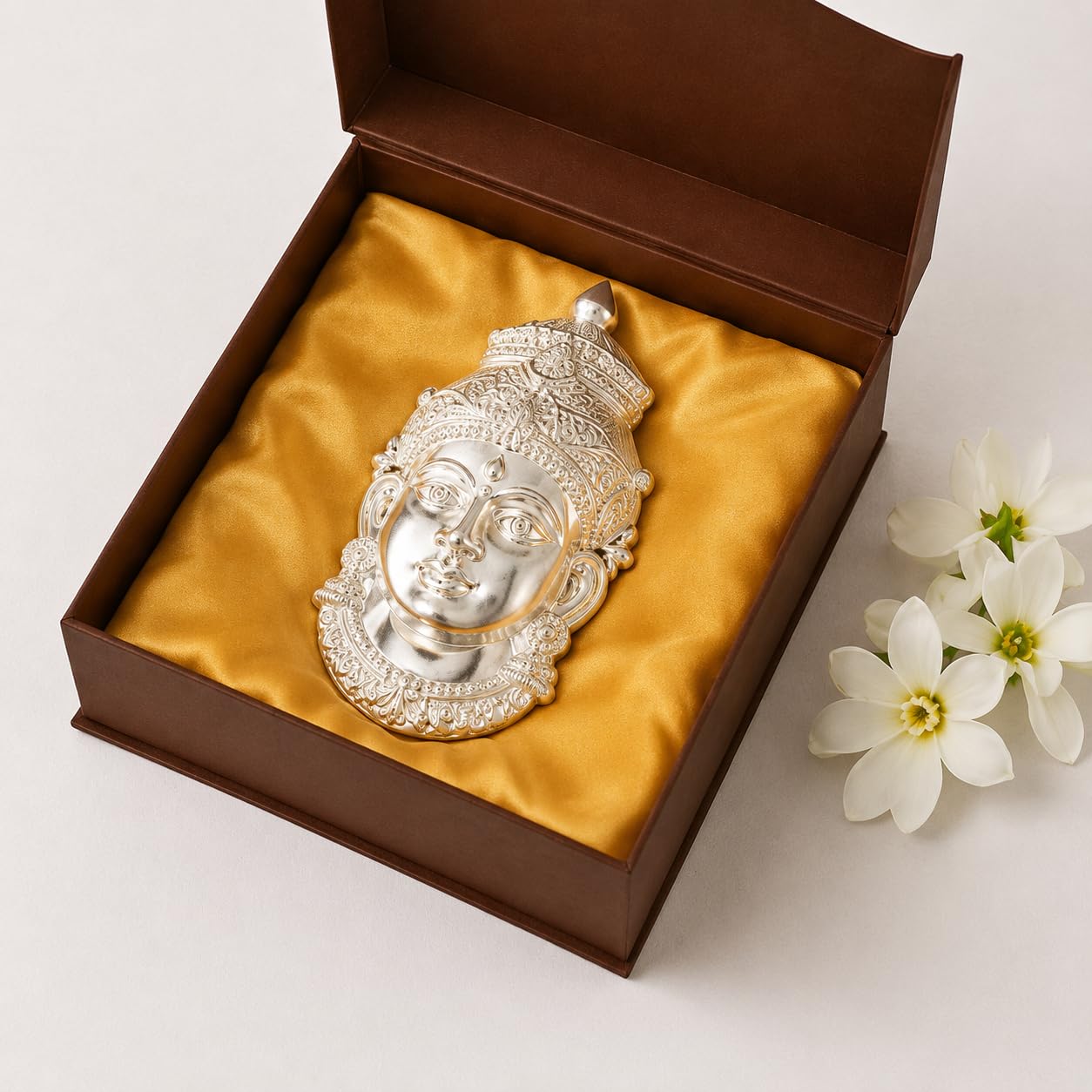 Sterling Silver Varalakshmi Face for Kalash Decoration and Varalakshmi Pooja
