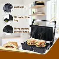 AGARO Galaxy 1000-Watt Sandwich Maker with Non-Stick Grill Plates, 180° Flat Openble Plates