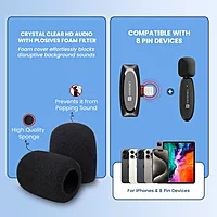 Portronics Dash 7 – 8-Pin Wireless Mic for iPhone & iPad offers crystal-clear audio, easy connectivity, and compact design, making it perfect for content creators and on-the-go recording.