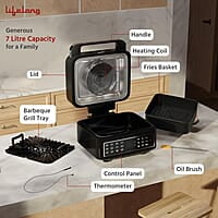 Lifelong Digital Air Fryer for Home with Smart Thermometer, 7 Litre with 12 Pre-Set Menus - 1400W