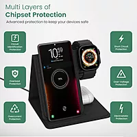 Portronics POR 2119 Bella 15W Wireless Charger – 4-in-1 | iPhone, Earpod, iWatch | Black