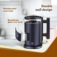AGARO Regal Electric Kettle With Keep Warm Function, Stainless Steel & Glass Body 1355 Watts, 1.5 liter