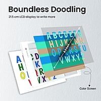 Portronics Ruffpad One Transparent Multicolor LCD Writing Pad with 8.5 inch Writing Area, India's first notepad to save and share your child's first creatives via Ruffpad app on your Smartphone