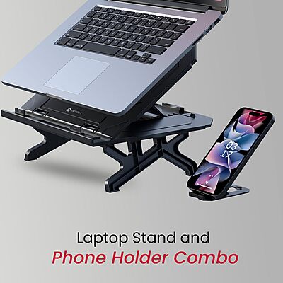 Portronics Hexa 33 Laptop Stand – Adjustable Height & Phone Holder