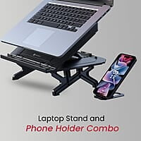 Portronics My Buddy Hexa 33 Laptop Stand with Phone Holder, Four Legs, Foldable Design, Improved Airflow