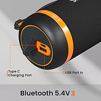 Portronics Breeze 7: 15W Bluetooth Speaker featuring vibrant RGB lights and powerful bass for an immersive audio experience. Perfect for parties, outdoor use, and enhancing your music enjoyment.