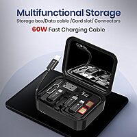 Portronics Smartpod 15W 3-in-1 Wireless Charger with Mirror & Cleaning Kit | Black