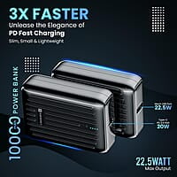 Portronics Zapcell 10k 10000mAh 22.5W Pocket Size Powerbank With Compact And Light Weight Design