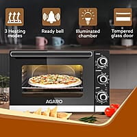 AGARO ROYAL 49 Litres Oven Toaster Griller (OTG), Motorised Rotisserie, Convection, 5 Heating Functions, 2000W, Suitable for Cake Baking.