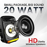 Portronics POR 2018 Melomix 20W Bluetooth Speaker – Wired Mic | TWS | FM | AUX/USB/MicroSD | Black