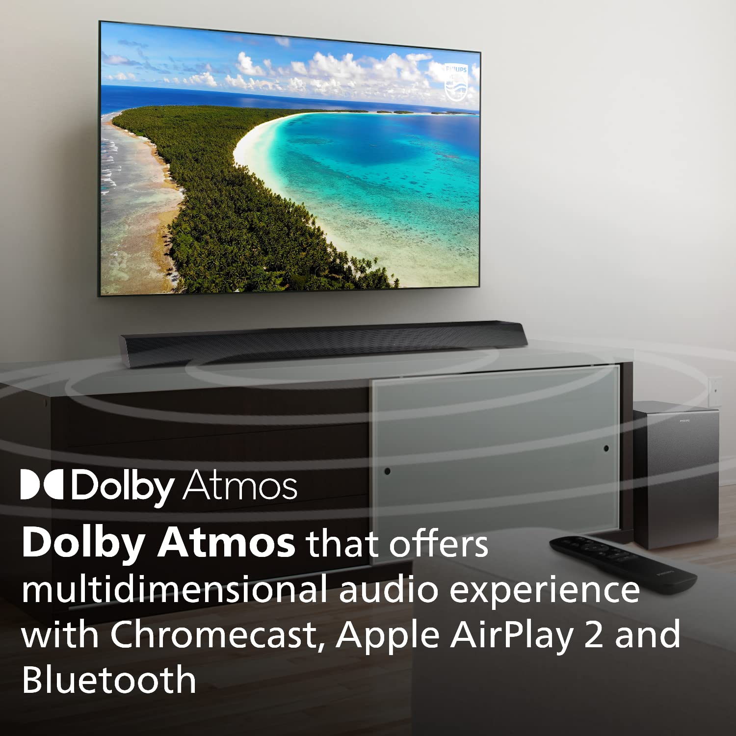 Philips TAB8947 5.1 Ch Soundbar with Dolby Atmos, Wireless Subwoofer, Up-Firing Speakers, Virtual Surround, Built-in Chromecast, AI Voice Assistant – 660W, Black Philips TAB8947 5.1 Ch Soundbar with Dolby Atmos, Wireless Subwoofer, Up-Firing Speakers, Virtual Surround, Built-in Chromecast, AI Voice Assistant – 660W, Black