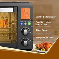 Agaro Imperial Digital Oven Toaster Griller, 28 Litres, 10 Preset Cooking Function, Convection Function, Motorized Rotisserie, Backlit Lcd Display, Black - 1500 Watts