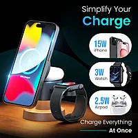 Portronics TriCharge 15W 4-in-1 MagSafe Wireless Charger with Night Lamp | Black