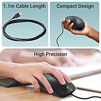 Zebronics Zeb-Power Plus USB Optical Mouse features a sleek design, ergonomic shape, and high precision optical sensor. Ideal for everyday use, it offers smooth tracking and comfortable handling.