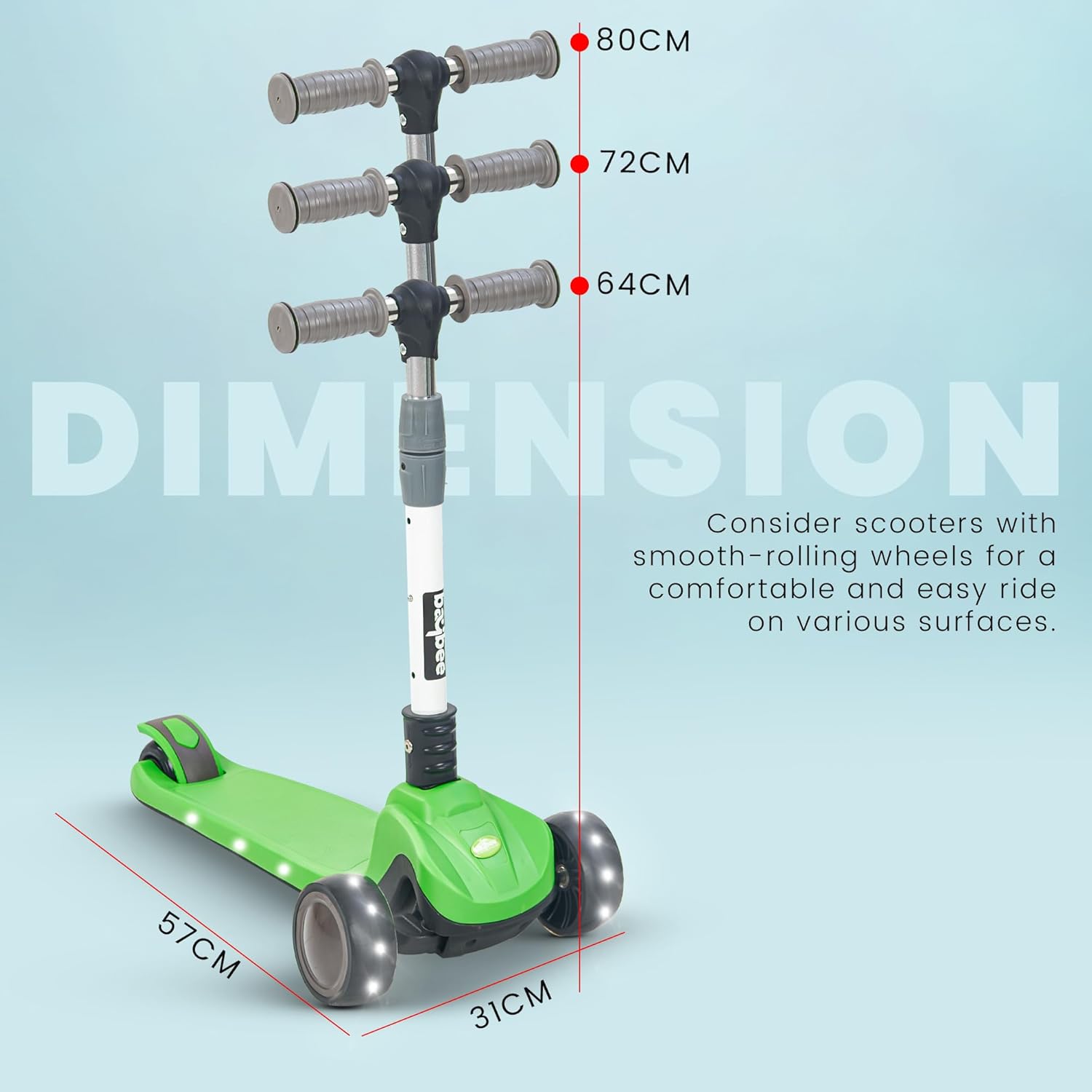 Baybee Phantom Skate Scooter for Kids, Foaldble 3 Wheel Kids Scooter with 3 Height Adjustable- Green Baybee Phantom Skate Scooter for Kids, Foaldble 3 Wheel Kids Scooter with 3 Height Adjustable- Green