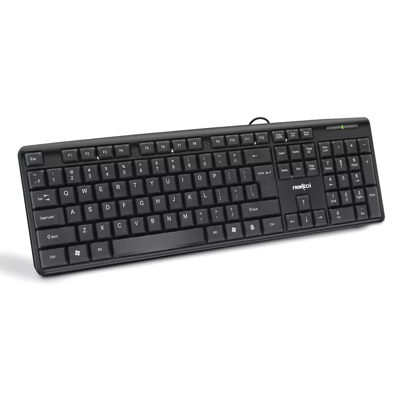 Frontech FT-1672 Wired Keyboard (Membrane Keys, USB Plug & Play, Ergonomic Design, Retractable Stands, 1 Year Warranty)