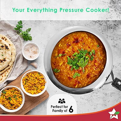 Wonderchef Inner Lid Ultima Pressure Cooker 3 litres, 3.25 mm Heavy Encapsulated Bottom Bakelite Handles for Durability Induction Friendly (Aluminium, Silver) Wonderchef Inner Lid Ultima Pressure Cooker 3 litres, 3.25 mm Heavy Encapsulated Bottom Bakelite Handles for Durability Induction Friendly (Aluminium, Silver)