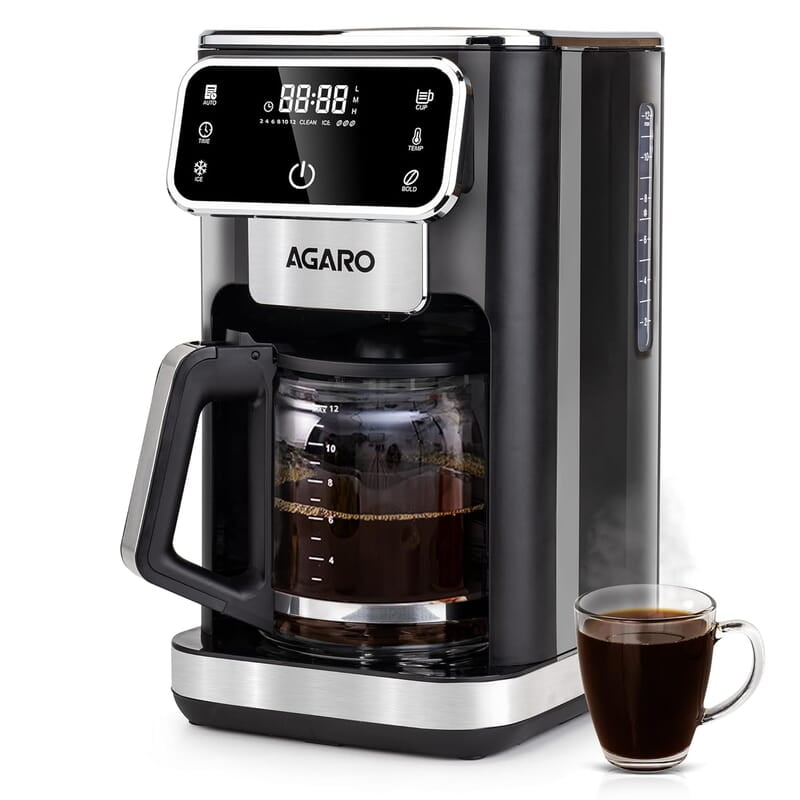 AGARO Primo Drip Coffee Maker, Brew & Drip Coffee Maker, Up to 12 Cups of Coffee, Fast Heating, Adjustable Temperature & Timer