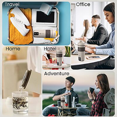 Portronics Thermosip Travel Kettle – 400ml Electric, compact design, quick boiling, perfect for travel, keeps beverages hot, lightweight, easy to use, ideal for tea, coffee, and soups on the go.