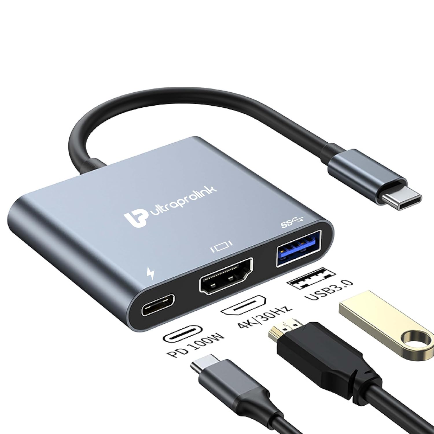 Ultraprolink UM1044 Smart Hub 3 USB-C 3 in 1 Docking Hub