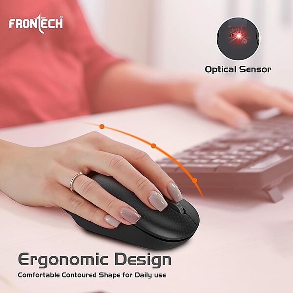 Frontech MS-0041 – Wireless optical mouse with 1000 DPI, ergonomic design, and smooth tracking for precise and comfortable daily use.