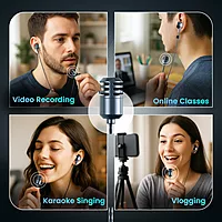 Portronics Conch ONE In-Ear Earbuds – Type-C | On/Off | In-Built Karaoke Mic | Black
