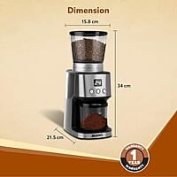 AGARO Supreme Coffee Grinder, Conical Burr Grinder, 31 Grinding Settings, Pulse Mode, Adjustable Digital Timer