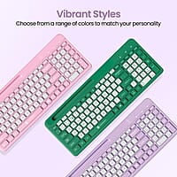 Portronics Bubble Square Wireless Keyboard with Bluetooth + 2.4 GHz USB Receiver Pair 3 Devices Max, Multimedia Hotkeys, for Laptop, PC, Smartphone, Tablet