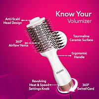 AGARO HV2179 Professional Volumizer Hair Dryer, 24K Gold Styling Surface