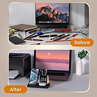 Portronics HexaCharge 6-in-1 Magnetic Wireless Charger – 15W | iPhone 12–15 | LED Lamp | Black