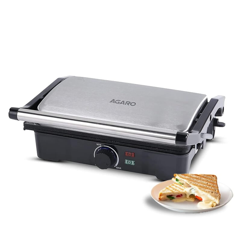 AGARO Galaxy 1000-Watt Sandwich Maker with Non-Stick Grill Plates, 180° Flat Openble Plates
