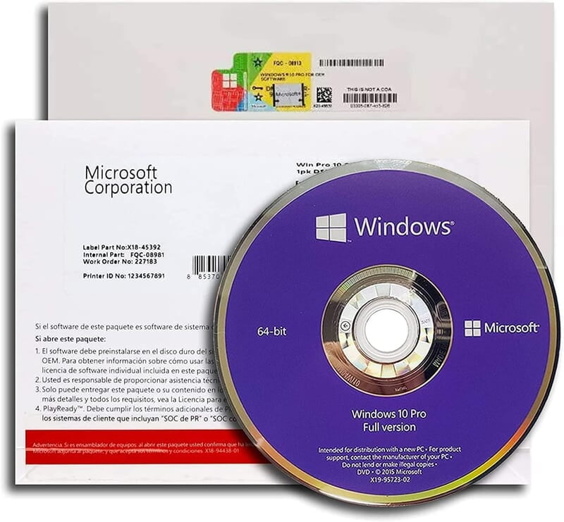 MS WINDOWS 10 PRO 64 BIT OEM DVD FULL BOX PACK LICENCE