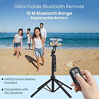 Portronics Lumistick 2 – 3-in-1 Selfie Stick Tripod: Capture amazing selfies and group photos with adjustable height and Bluetooth remote.