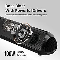 Portronics Pro X1 100W Soundbar – Experience immersive sound with deep bass, USB support for easy connectivity, and sleek design. Perfect for movies, music, and gaming. Elevate your audio experience!