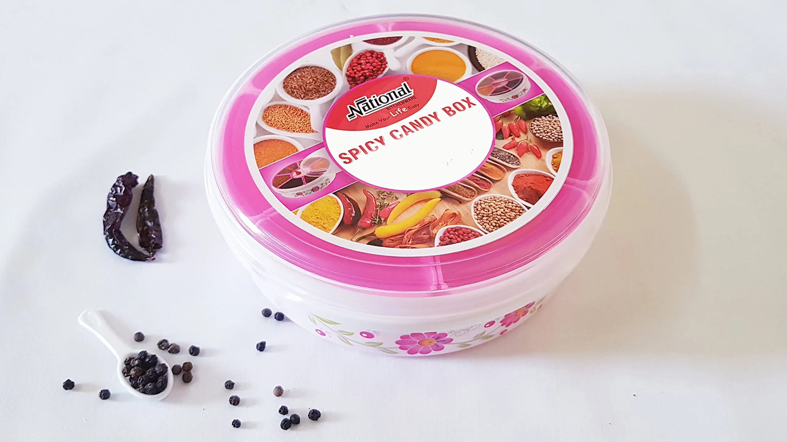 Airtight Plastic Masala Box with Lid & 7 Containers