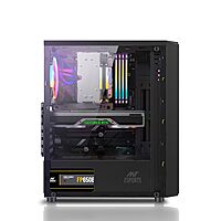 Ant Esports Elite 1100 Mid Tower Gaming Cabinet Black | ATX M-ATX ITX | 4 Rainbow Fans