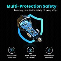 Portronics 71W Triple Output Car Charger with Type-C PD & USB Fast Charging Black