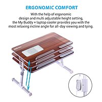 Portronics My Buddy Plus Laptop Table – Adjustable Height & USB Fan