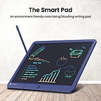 Portronics Ruffpad 15M – 15" LCD Writing Pad with App, Blue. Perfect for notes, sketches, and reminders. Lightweight, portable, and eco-friendly. Ideal for students and professionals alike.