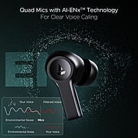 boAt Airdopes Flex 454 ANC Truly Wireless in Ear Ear Buds w/Smart Features, ANC, 60HRS Playback,Hearables App Support,4 Mics ENx,Multi Point,ASAP Charge, IPX5,Beast Mode Ear Buds TWS