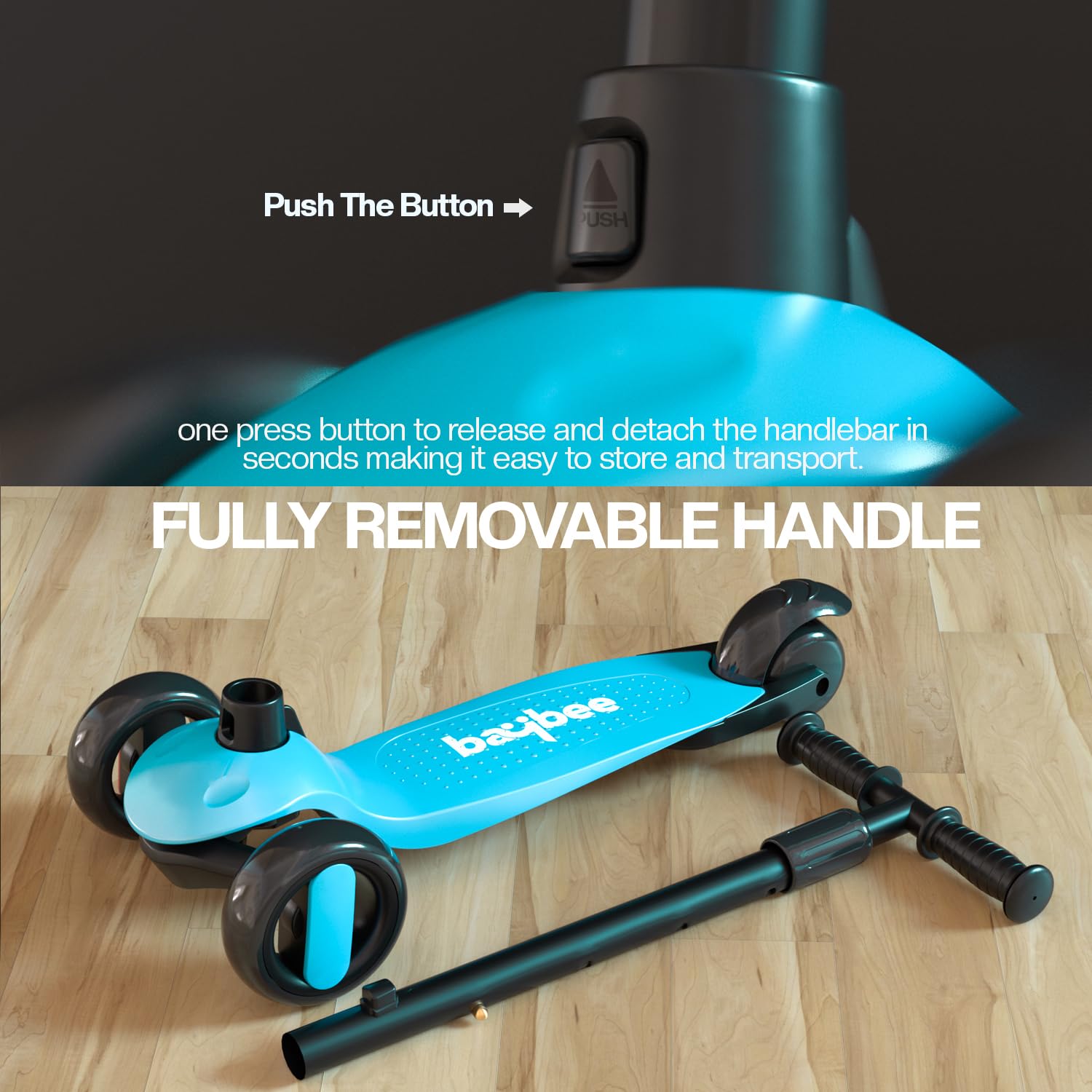 Baybee Alpha Glide Kick Scooter for Kids - Light Blue Baybee Alpha Glide Kick Scooter for Kids - Light Blue